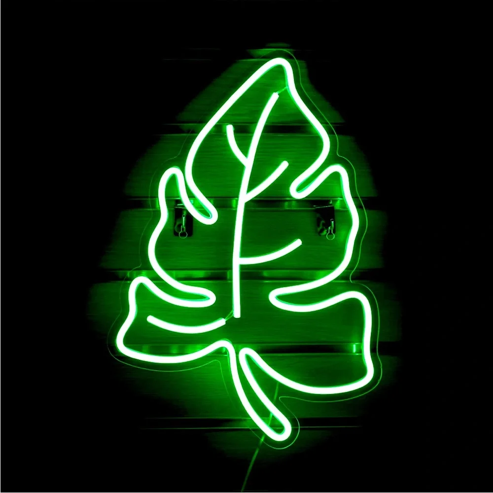 Neon Green Tropical Monstera Leaf Botanical Light Decor Hippie Bedroom Dorm Deco - Picture 1 of 6